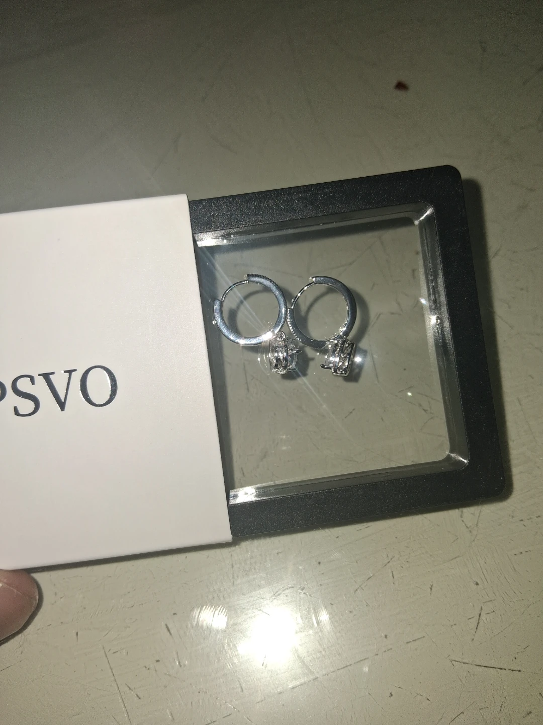 APSVO Silver Hoop Earrings with Crystal Charms - photo 3