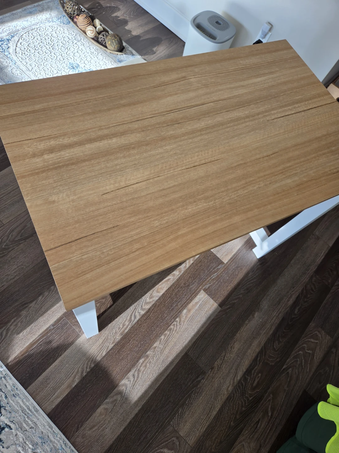 Modern Wood and White Metal Desk