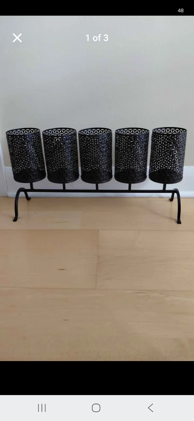 Black Metal Geometric Cutout Candle Holder