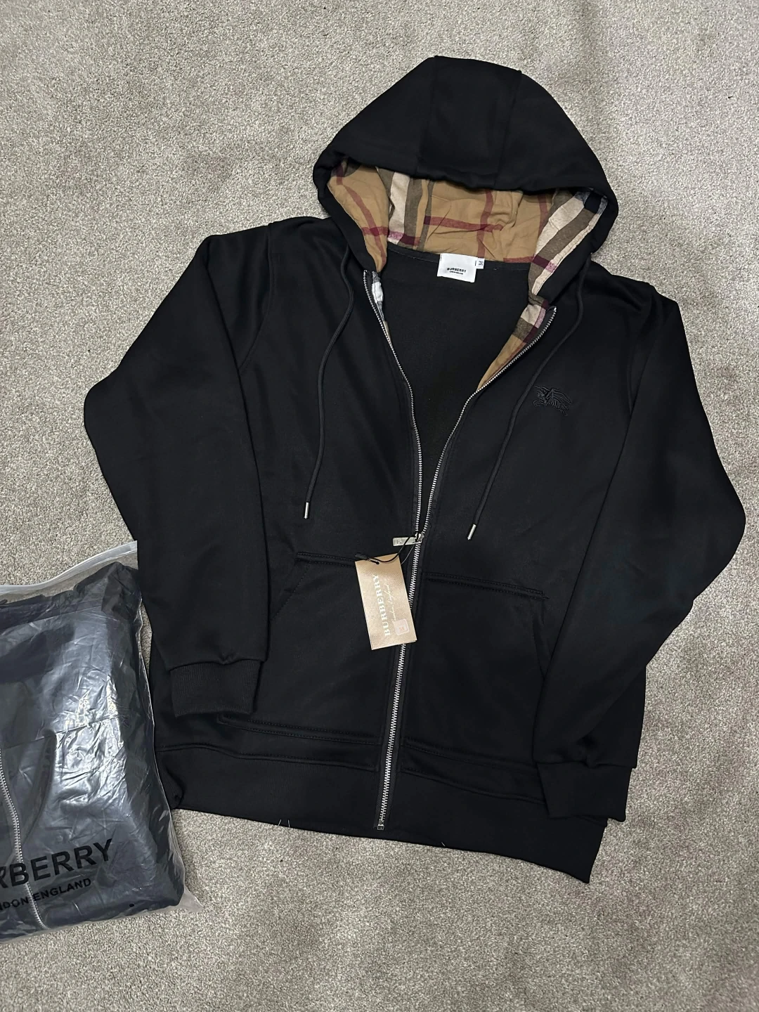 Burberry Black Zip-Up Hoodie