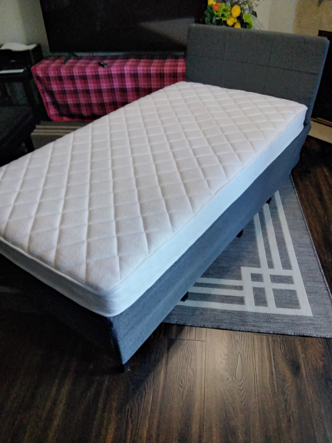 Twin Size Mattress + Foldable Metal Bed Frame with Outer Cover