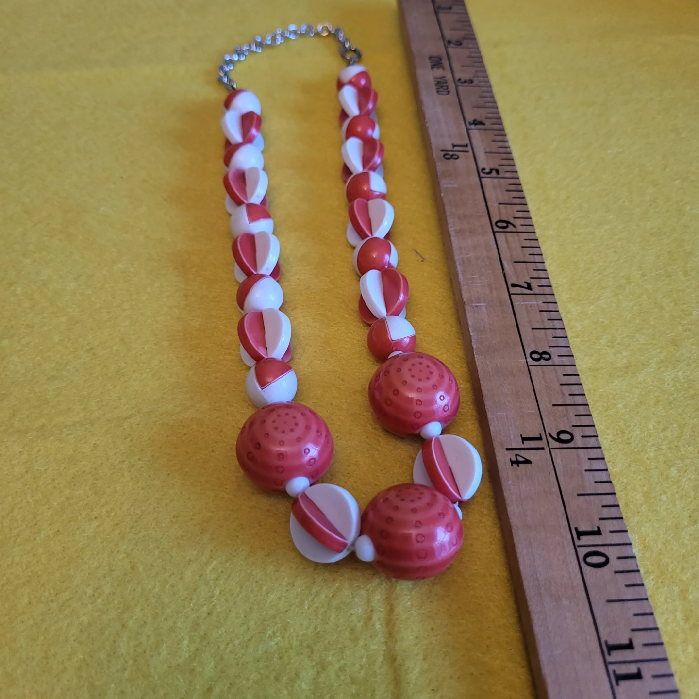 Vintage red and white beaded necklace