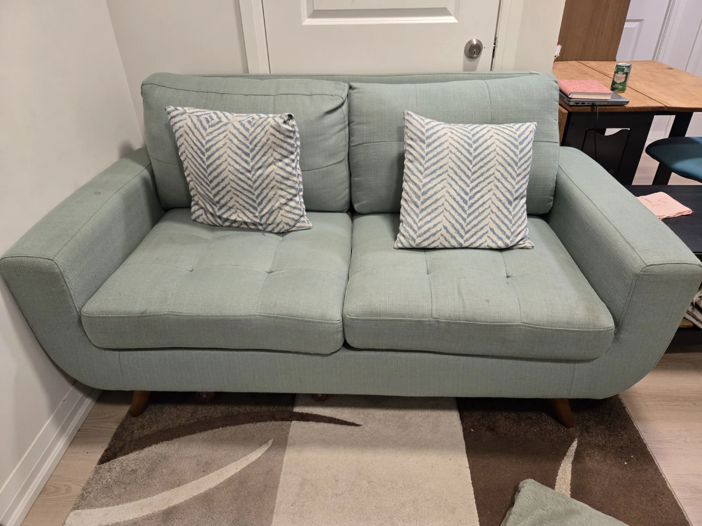 Light Green Two-Seater Sofa