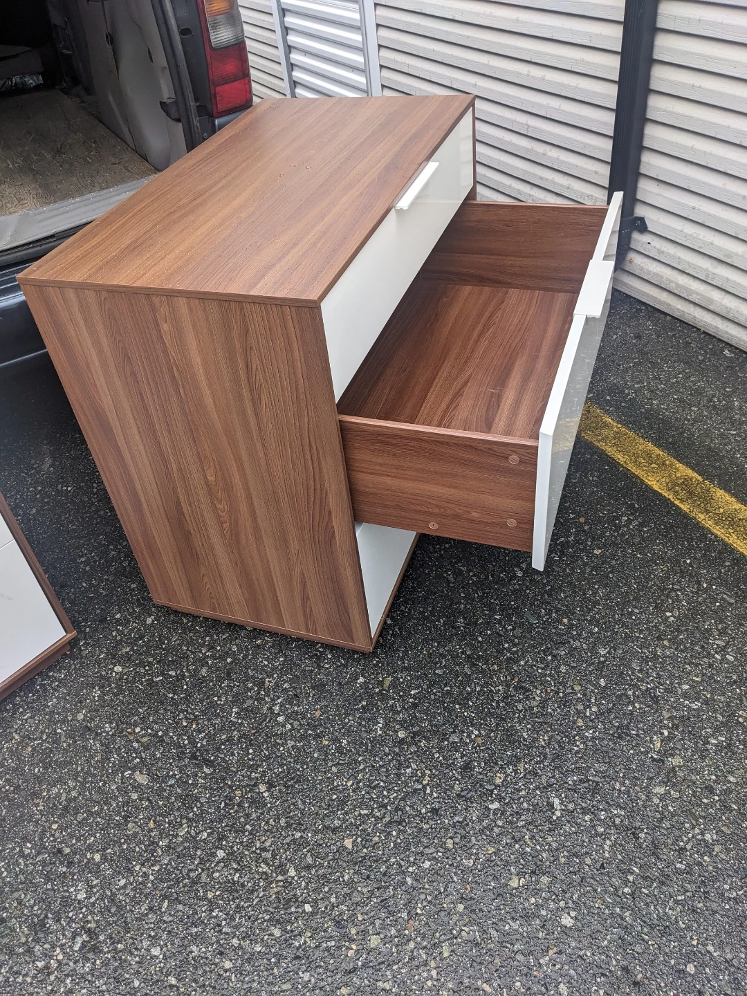 Three-Drawer Walnut and White Dresser - photo 3