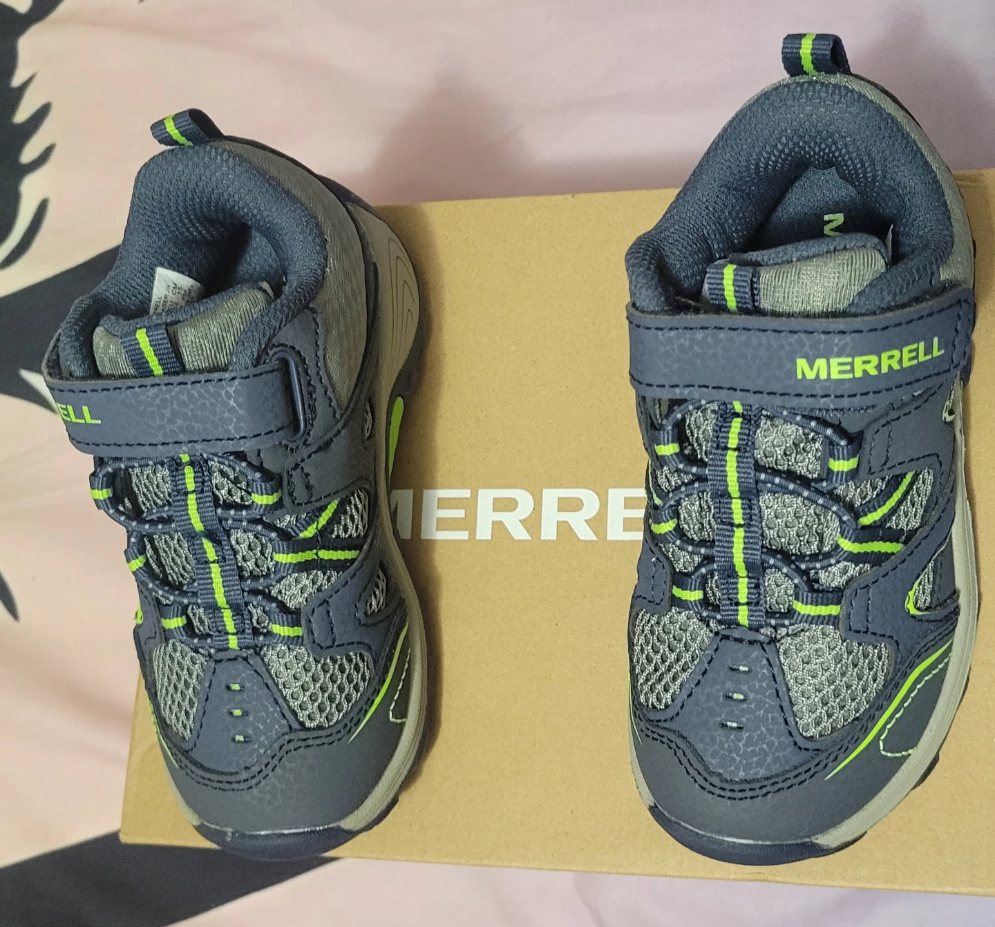 Merrell Kids Hiking Shoes Blue and Green Size 8.5
