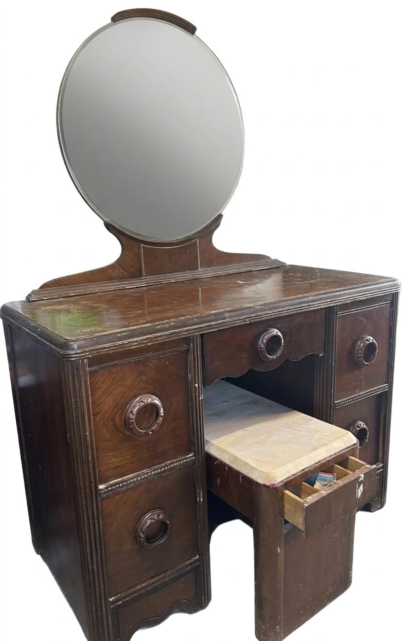 Vintage Wooden Vanity with Mirror - photo 3
