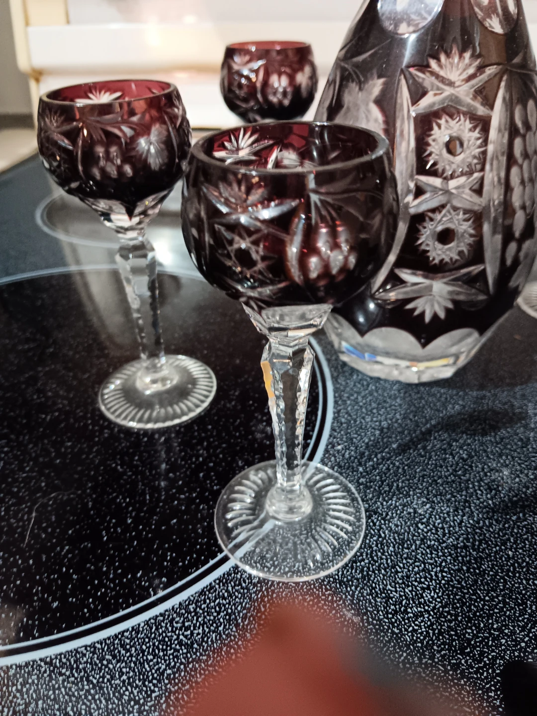 Vintage Ruby Red Cut-to-Clear Crystal Decanter Set - photo 3