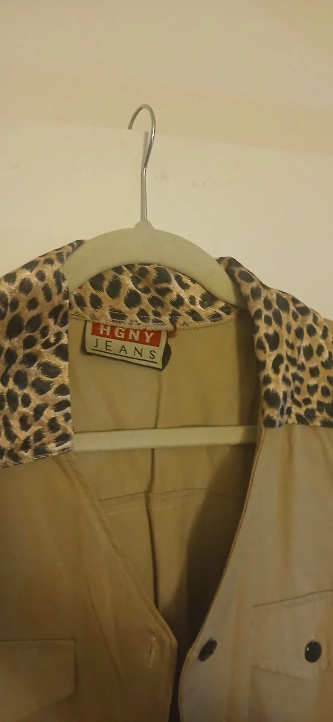 HGNY Jeans Khaki Vest with Leopard Print Collar - photo 5