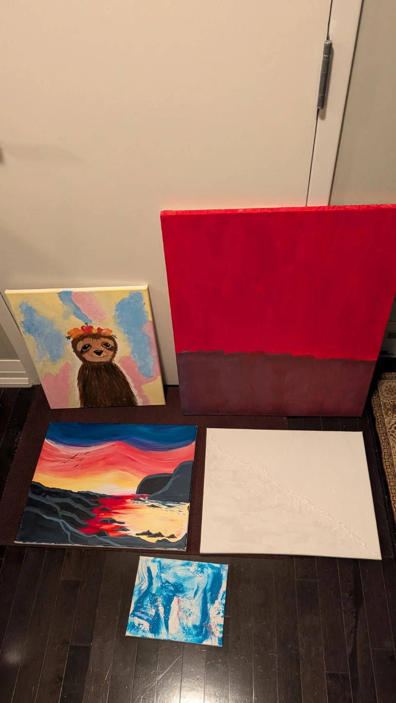Set of 5 Assorted Canvas Paintings - photo 2