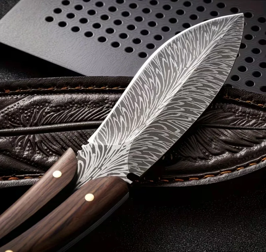 Damascus pattern with leather sheath - photo 3