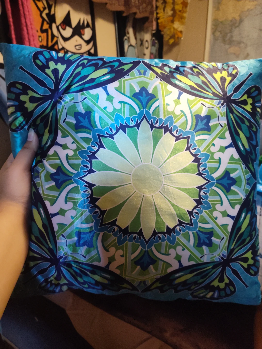 Butterfly and Mandala Pattern Throw Cushion