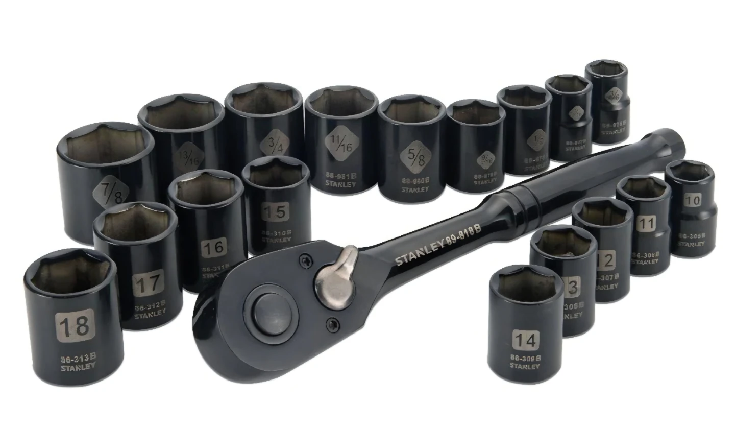Stanley 19-Piece Professional Grade Black Chrome Socket Set - photo 3