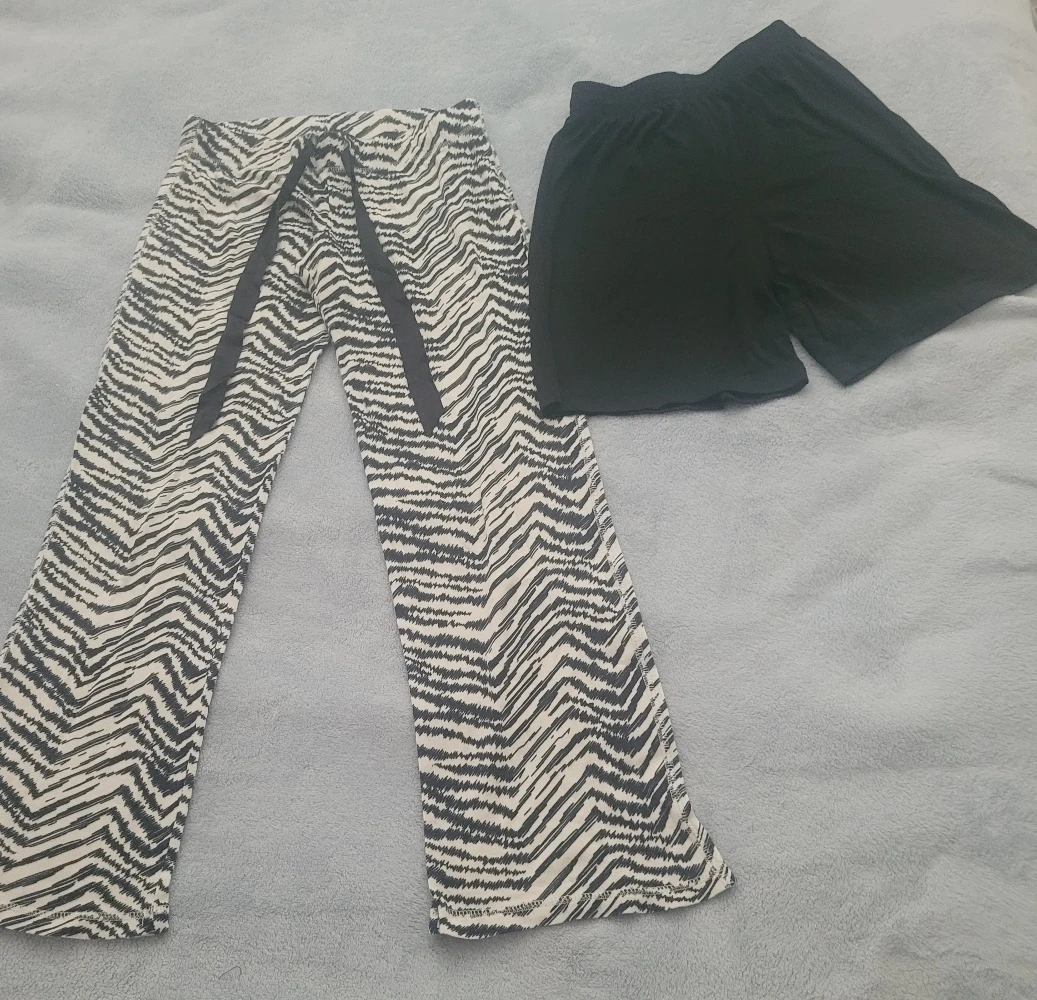 Sleepwear Set: Zebra Print Pants and Black Shorts