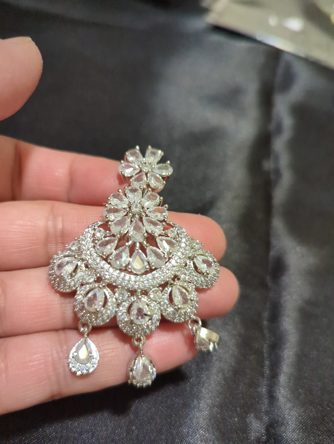 Elegant Long CZ Crystal Necklace and Earring Set - photo 3