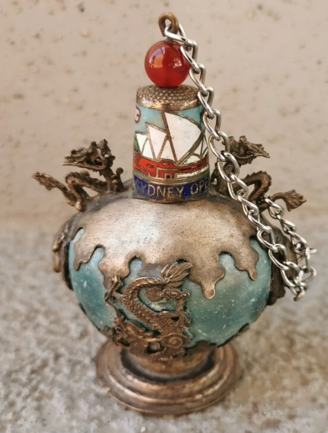 Vintage Dragon Scent Bottle Sydney Opera House Asian Decor - photo 2
