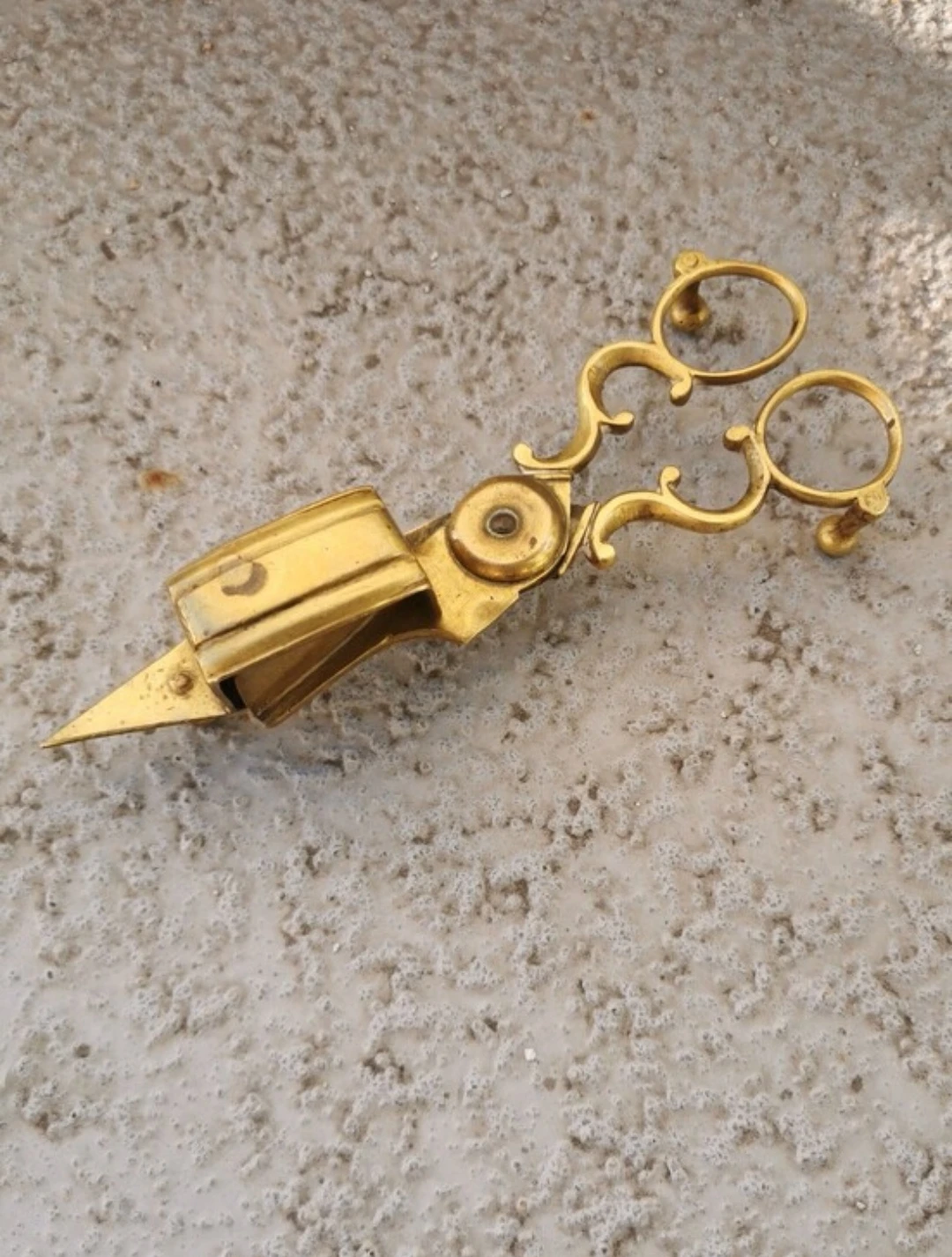 Vintage Brass Footed Candle Wick Trimmer & Snuffer Scissor Tool