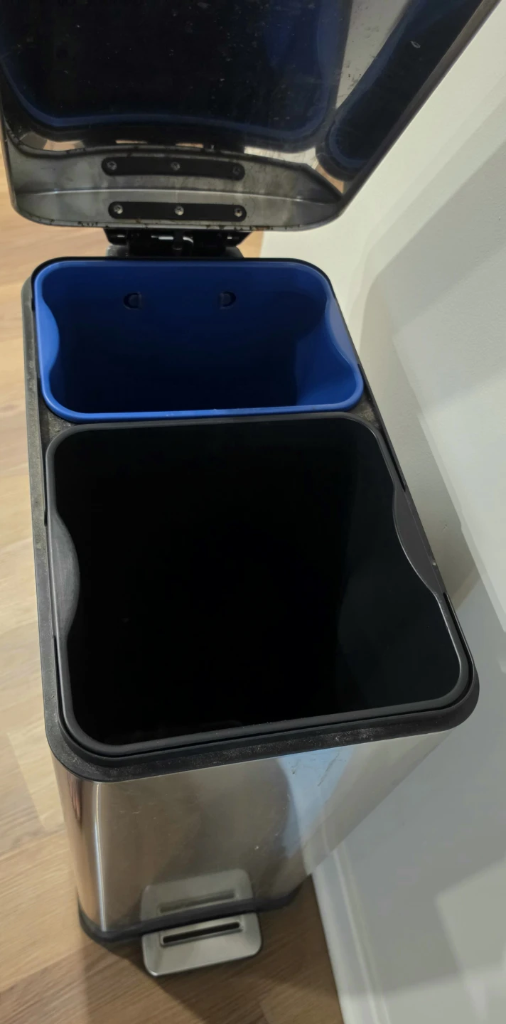 Stainless Steel Dual Compartment Recycling Trash Can - photo 2