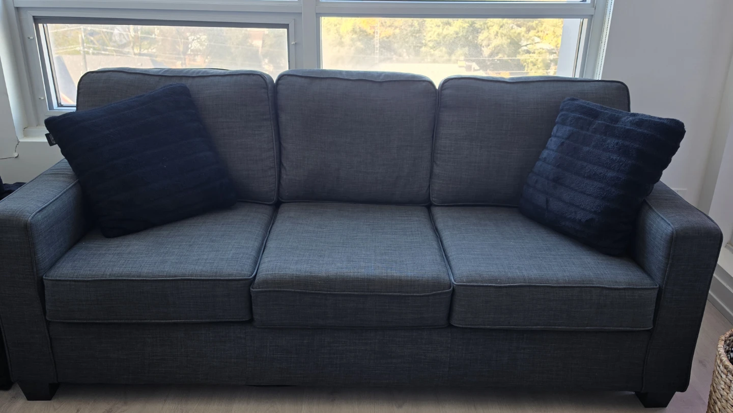 Three-Seater Grey Fabric Sofa