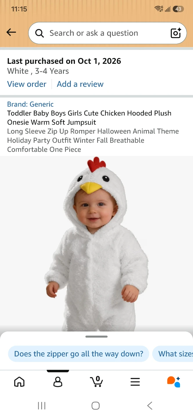 Brand New Toddler Chicken Costume