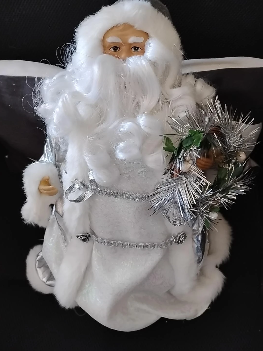 White and Silver Santa Tree Topper and Tree Skirt Set - photo 2