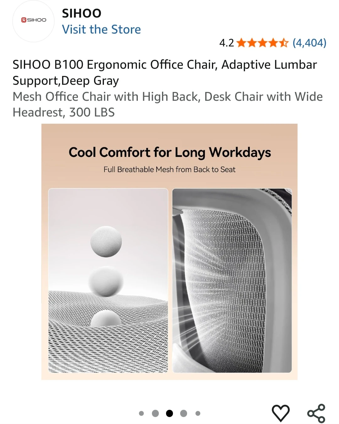 SIHOO B100 Ergonomic Office Chair Deep Gray - photo 4