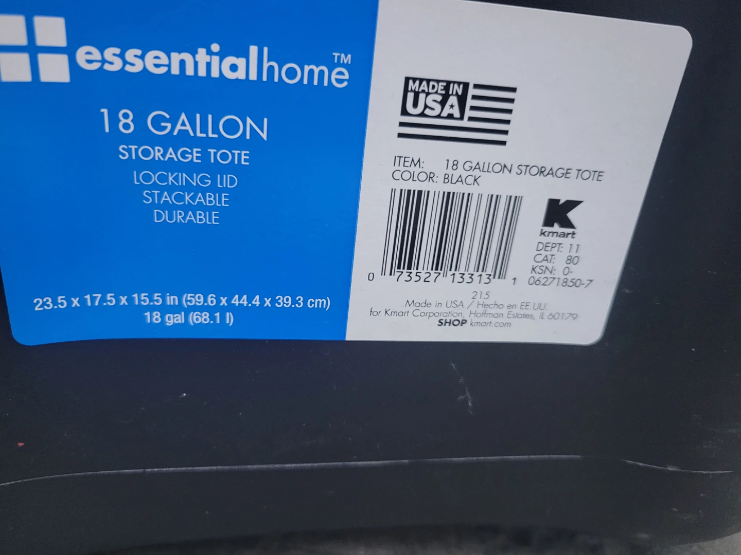 18 Gallon Storage Bin - photo 2
