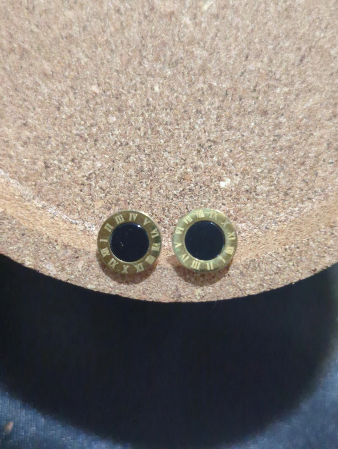 2  Pairs  Gold-tone Roman Numeral Stud Earrings - photo 2