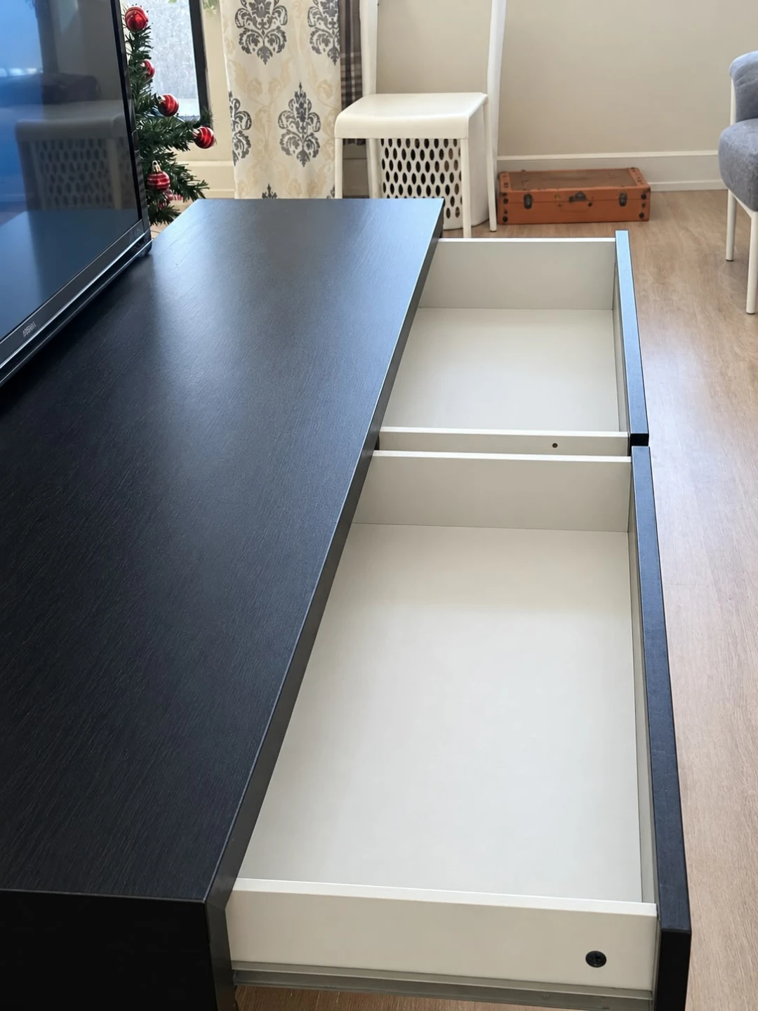 Black Console Table with Two Drawers