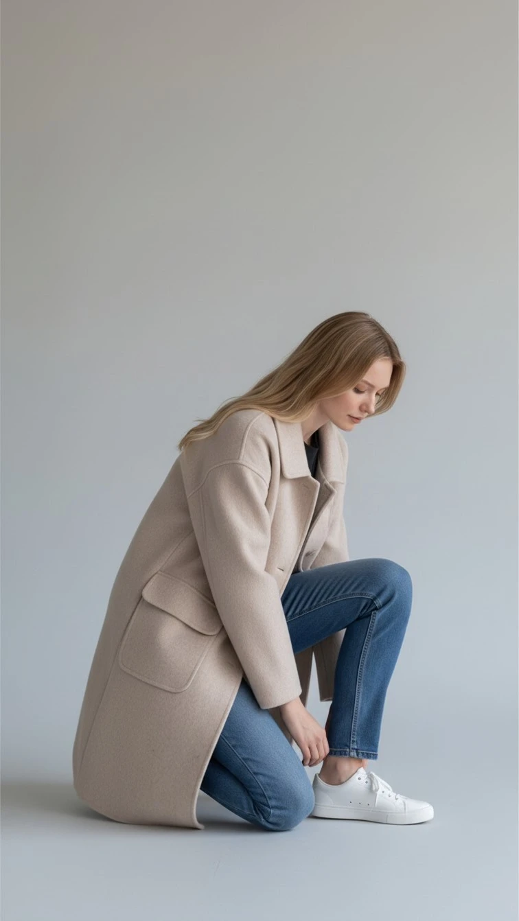 Beige Wool Blend Overcoat - photo 3