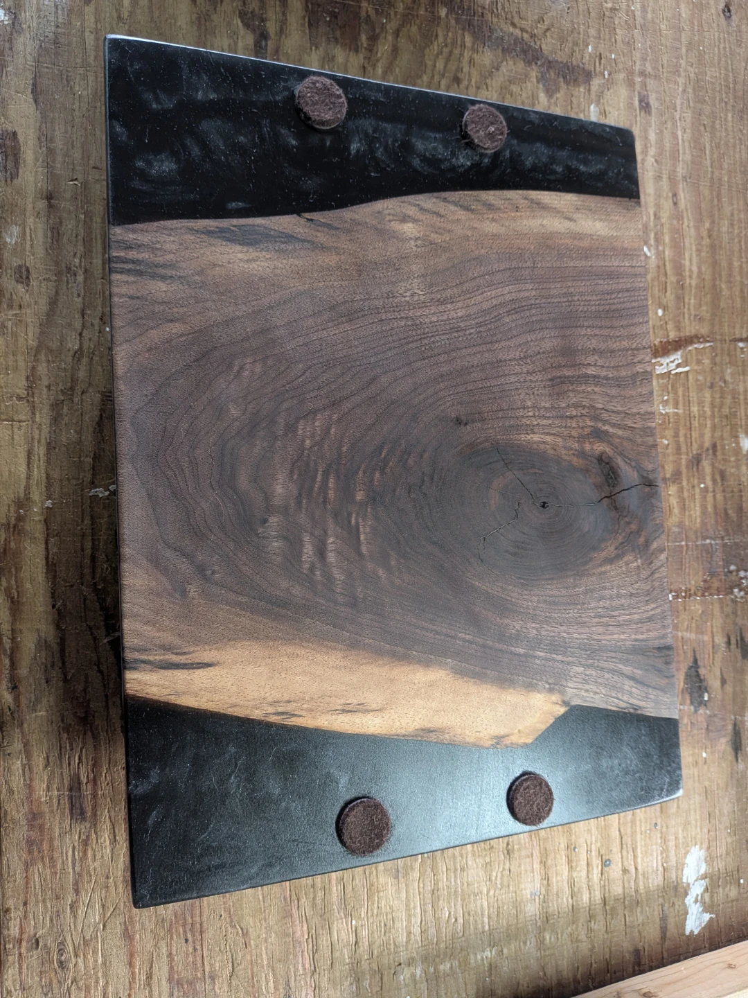 Live Edge Walnut and Black Resin Serving Tray - photo 4