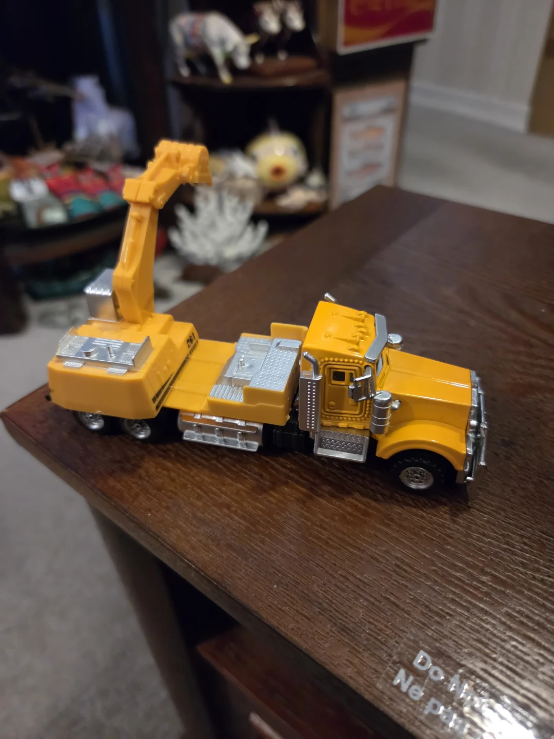 Yellow toy construction truck