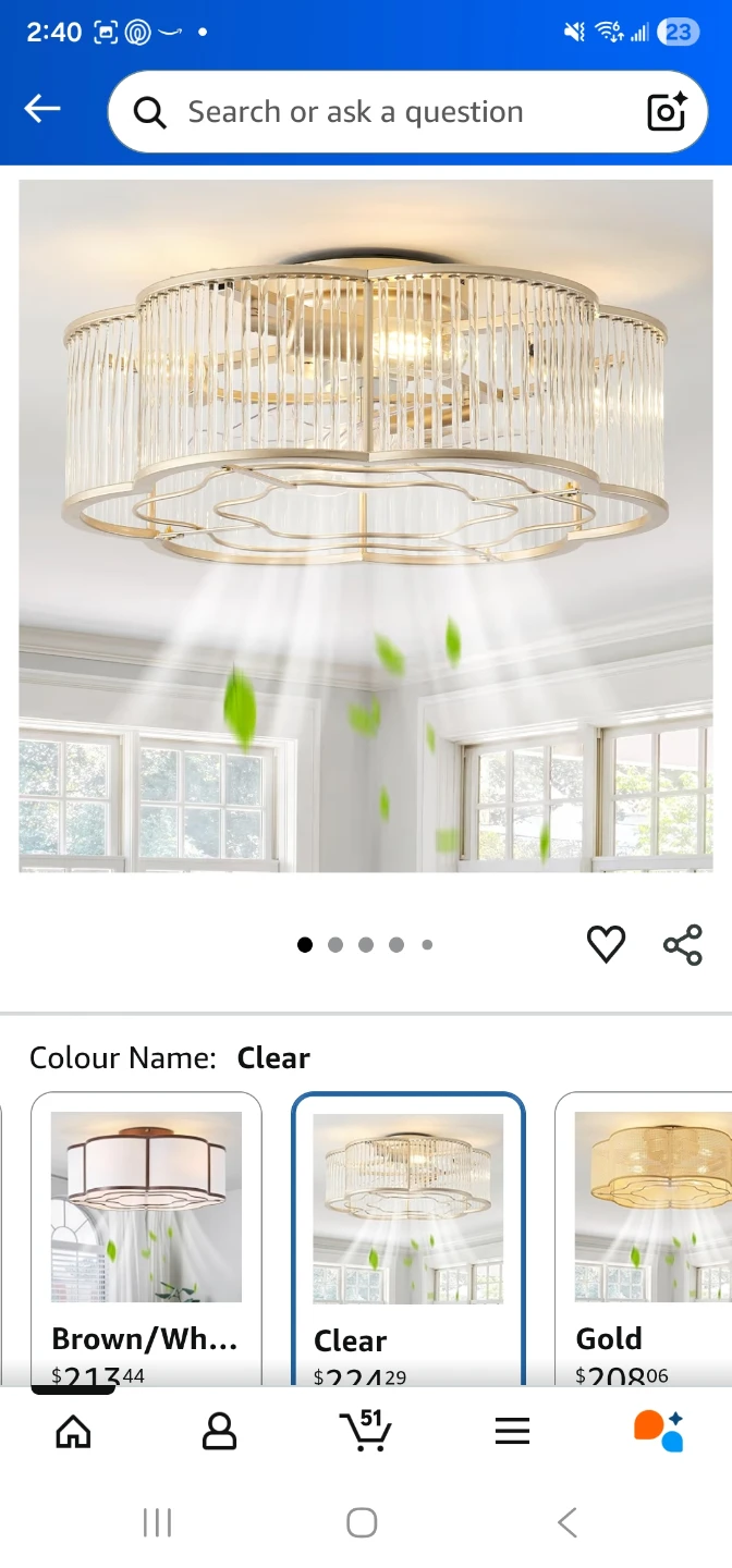 Boho Crystal Gold Ceiling Fan with Light - photo 3