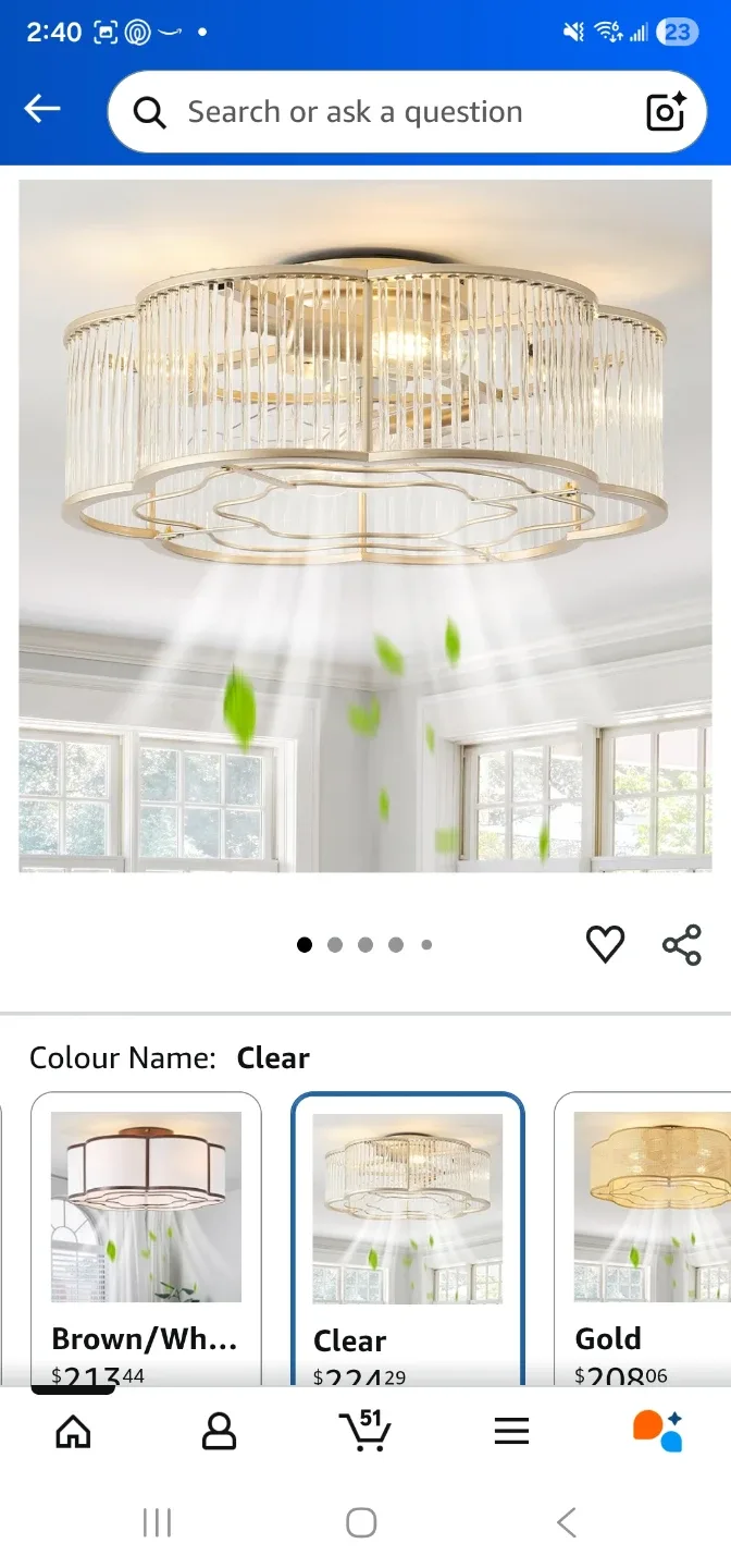 Boho Crystal Gold Ceiling Fan with Light - photo 3