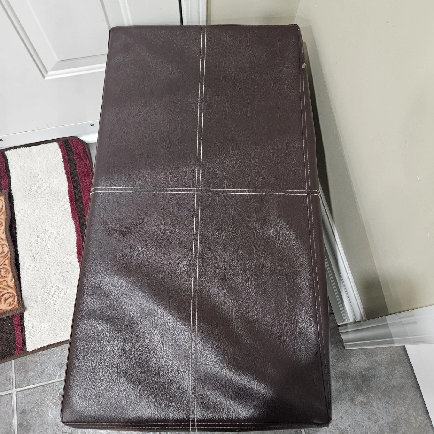 Dark Brown Faux Leather Storage Ottoman - photo 2