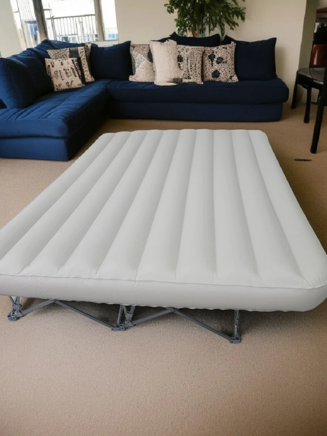 Bed Queen Air Mattress with Frame and Rolling Case and air pump