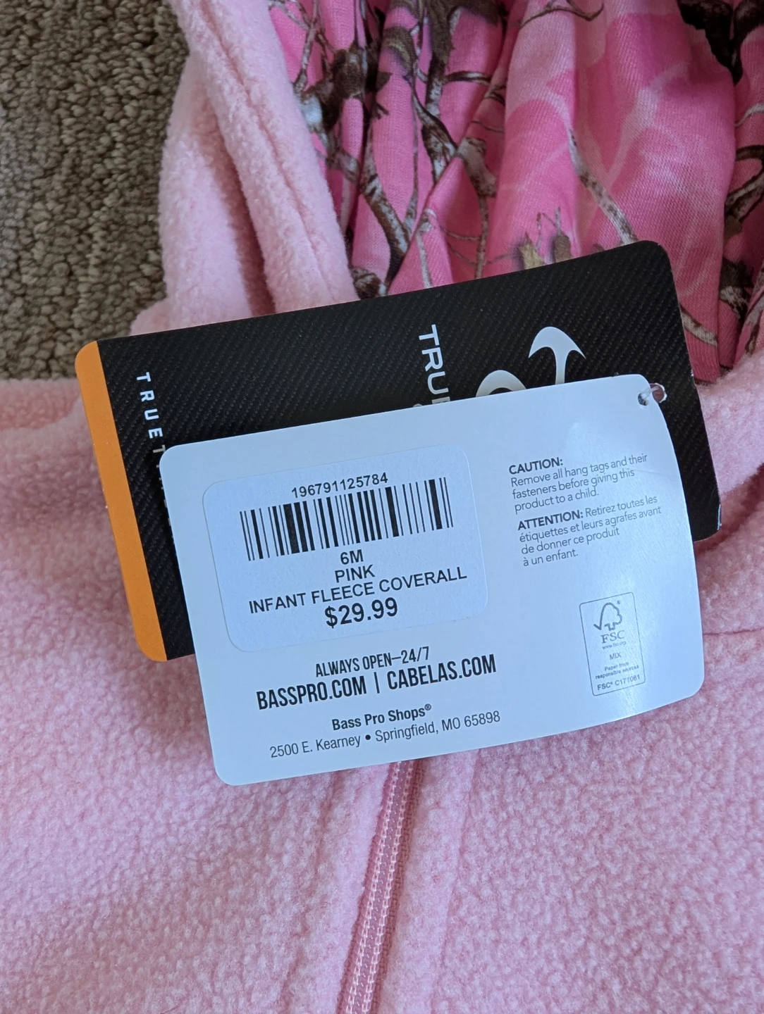 Bass Pro Shops Infant Pink Fleece Coverall (6 months) - photo 4