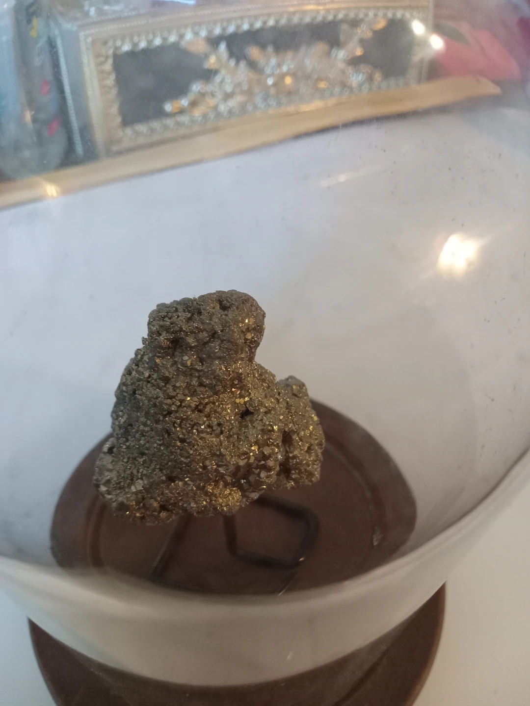 Pyrite Mineral Specimen in Glass Cloche - photo 2