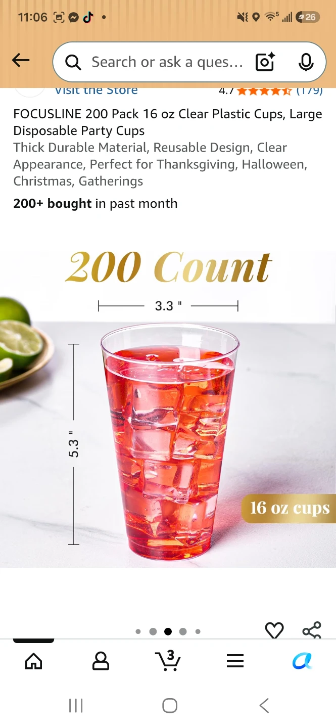 FOCUSLINE 200 Pack 16 oz Clear Plastic Cups - photo 2