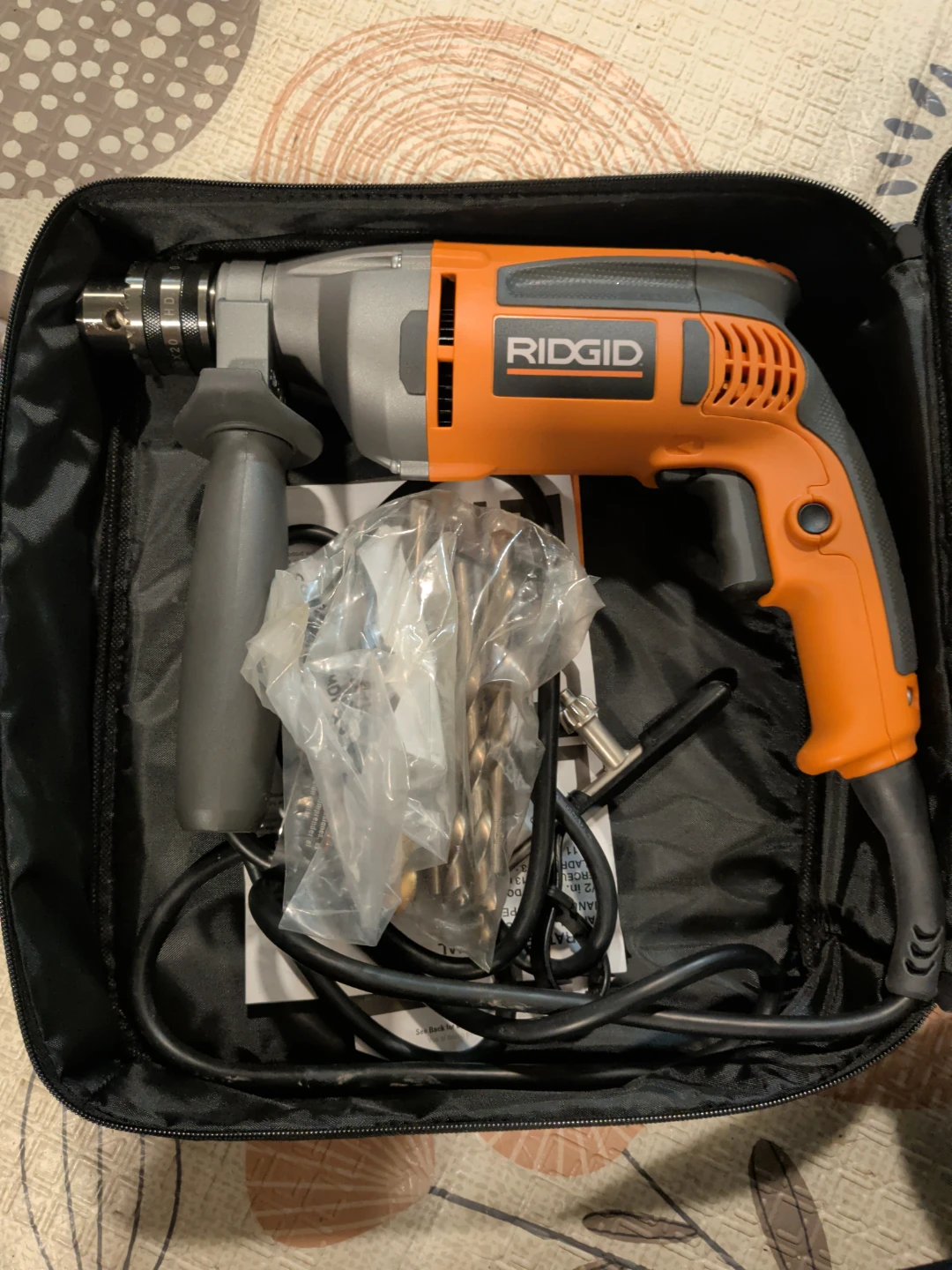 Ridgid Corded Drill with Carrying Case and Bits