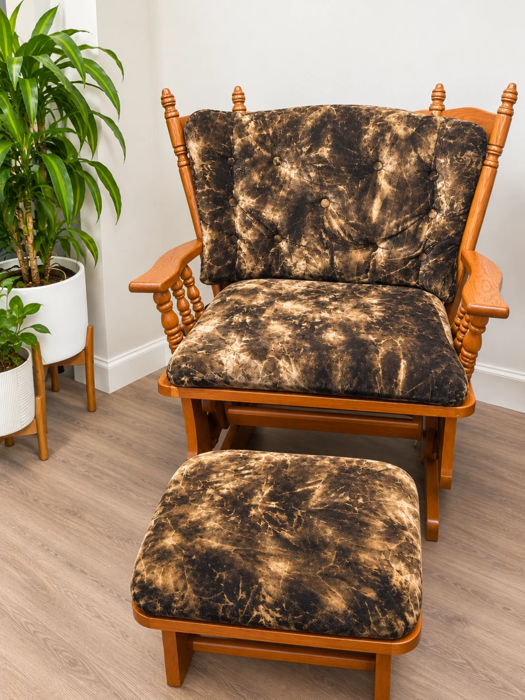 Wooden Glider Rocking Chair with Ottoman - photo 3