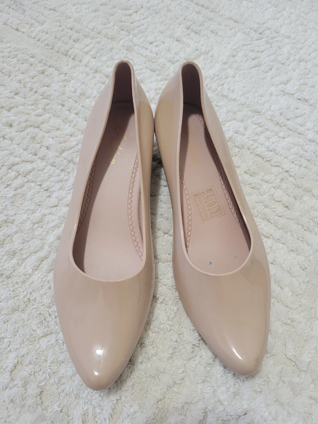 Beige Jelly Wedge Pumps