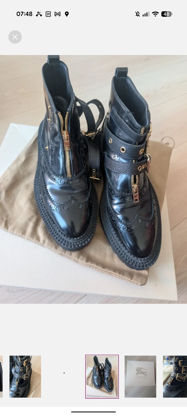 Burberry Black Leather Buckle & Zip Brogue Boot - 40 - photo 4