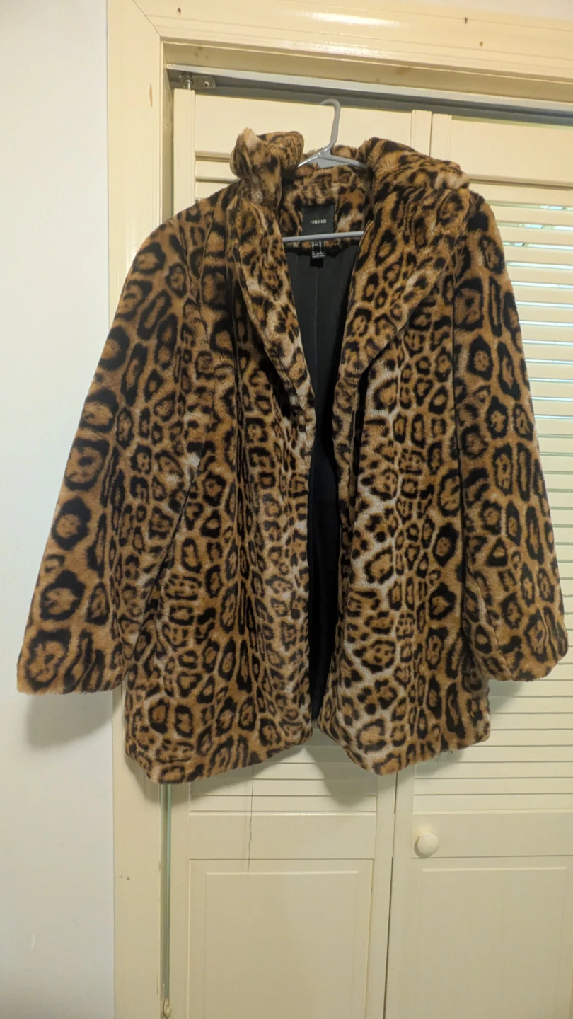 Forever 21 Leopard Print Faux Fur Coat