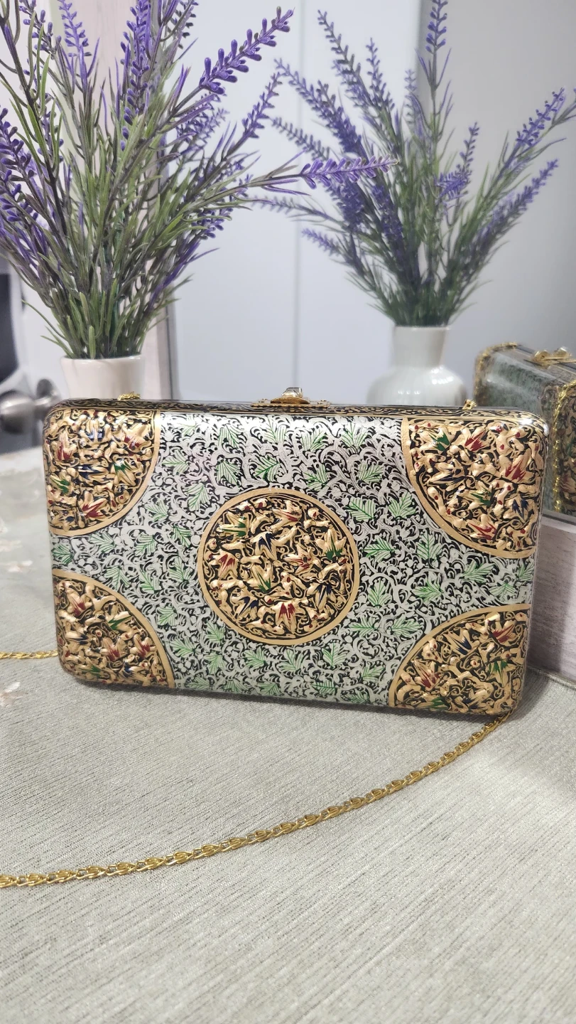 Hand made Ornate Decorative Metal Clutch Purse