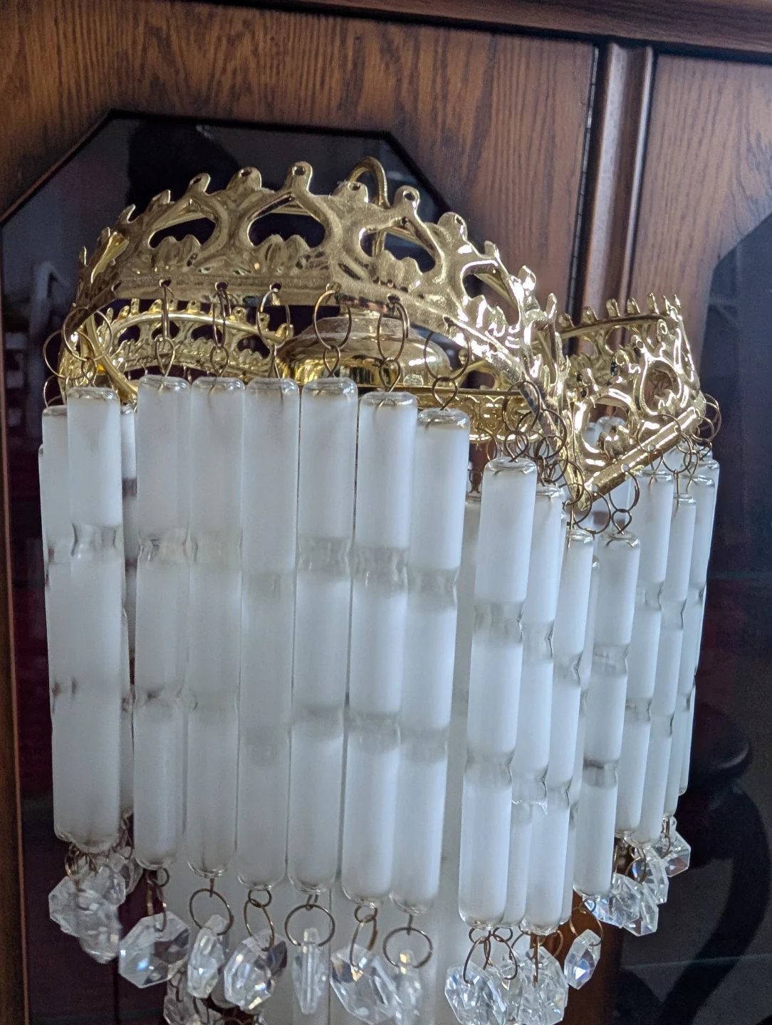 VINTAGE CRYSTAL BRASS BOUDOIR LAMP - photo 4