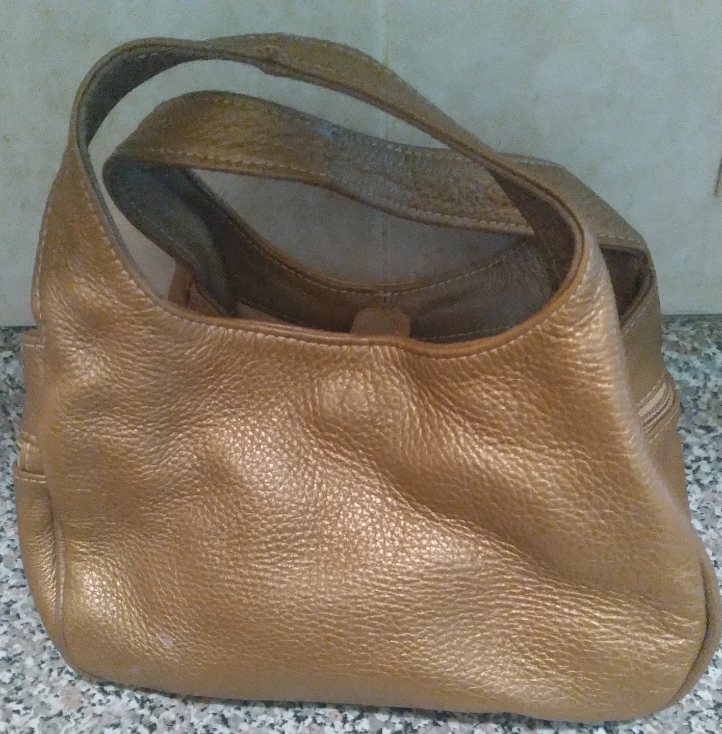 Gold Leather Hobo Bag