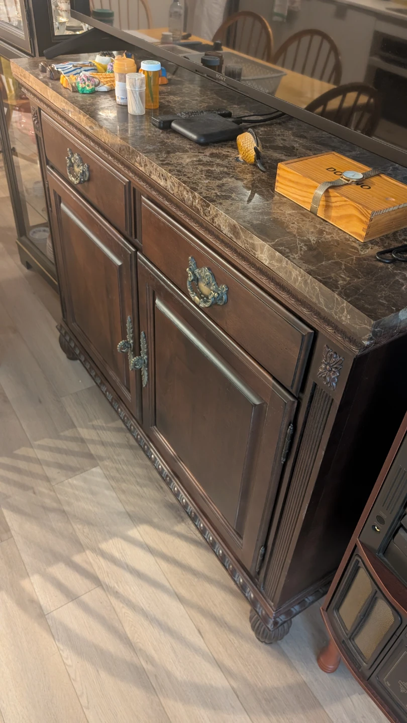Classic Wooden Sideboard with Marble Top - photo 4