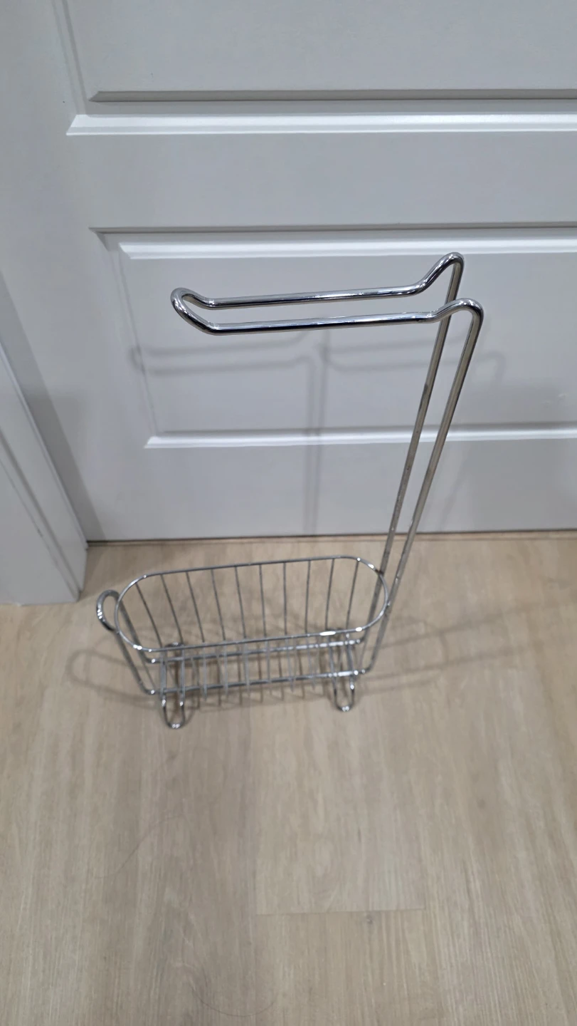 Chrome toilet paper roll holder with magazine basket - photo 2