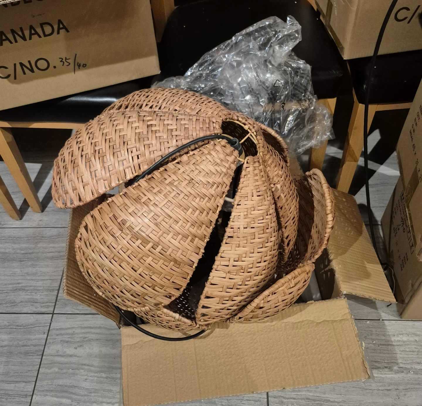 5 SANDKORN Pendant lamp shade, handmade/rattan, 45 cm (17 3/4 ") - photo 3