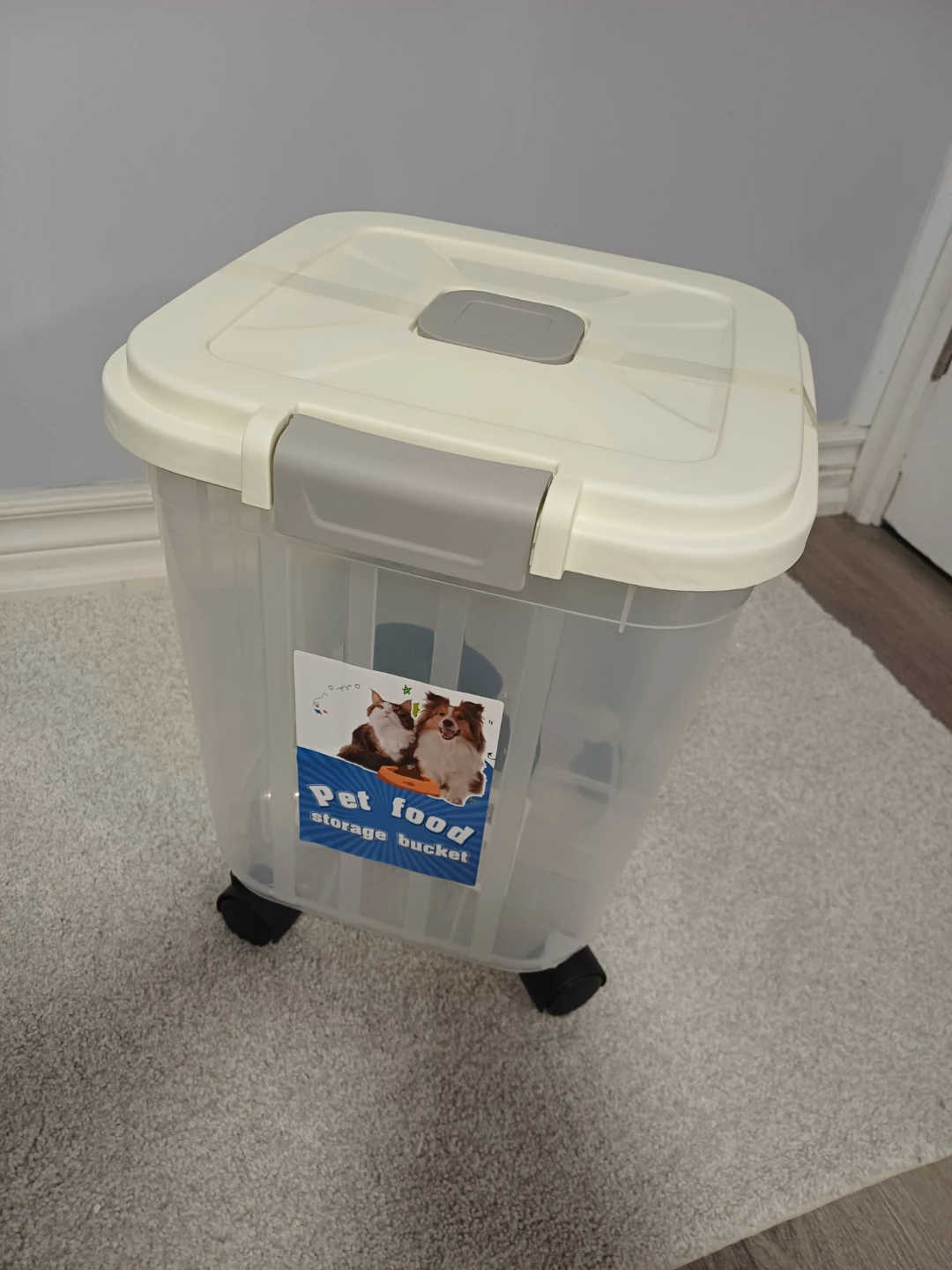 Pet Food Storage Bucket with Wheels - photo 2